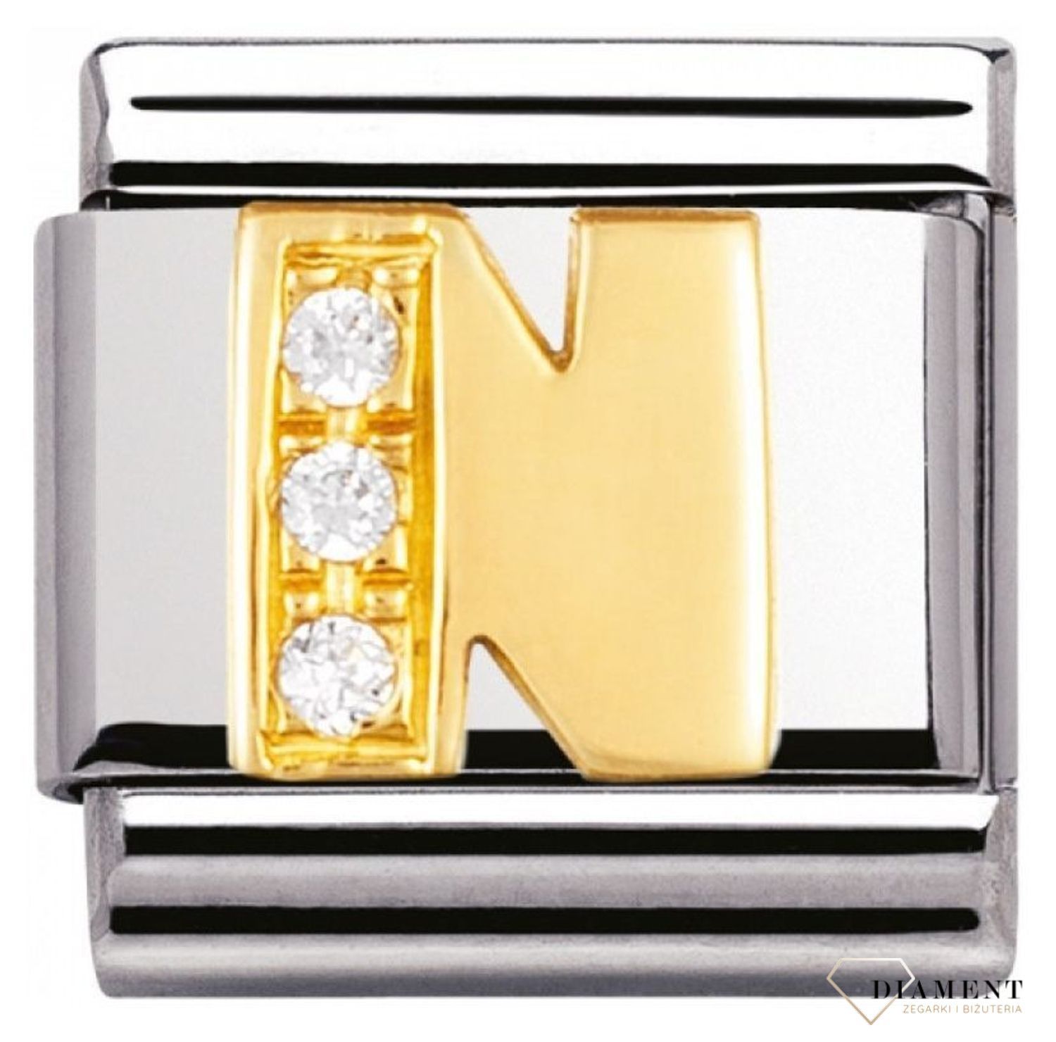 Nomination - Link 18K zawieszka złoto 'Litera N z cyrkoniami' 030301 14 biżuteria nomination nomination zawieszki nomination baza.jpg